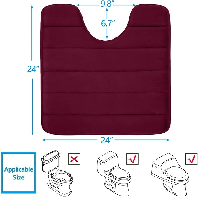 Buganda Memory Foam U-Shaped Contour Toilet Rugs, Non Slip Absorbent, Thick - Image 2