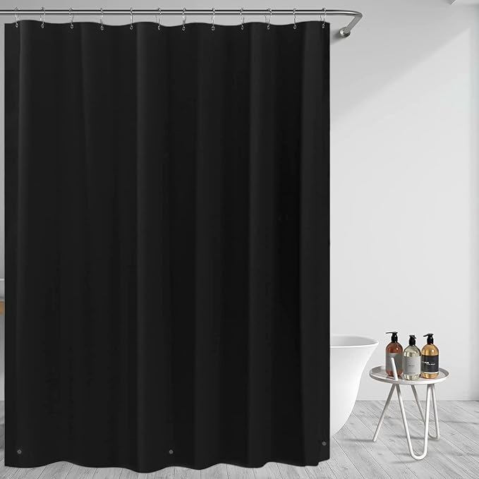 Black Plastic Shower Curtain Liner 60W x 72H Inches, PEVA Shower Liner by De-Mediocre
