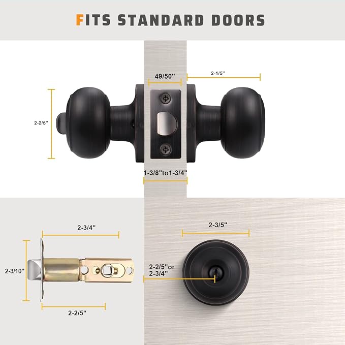 KNOBWELL 6 Pack Oil Rubbed Bronze Door Knobs - Image 5