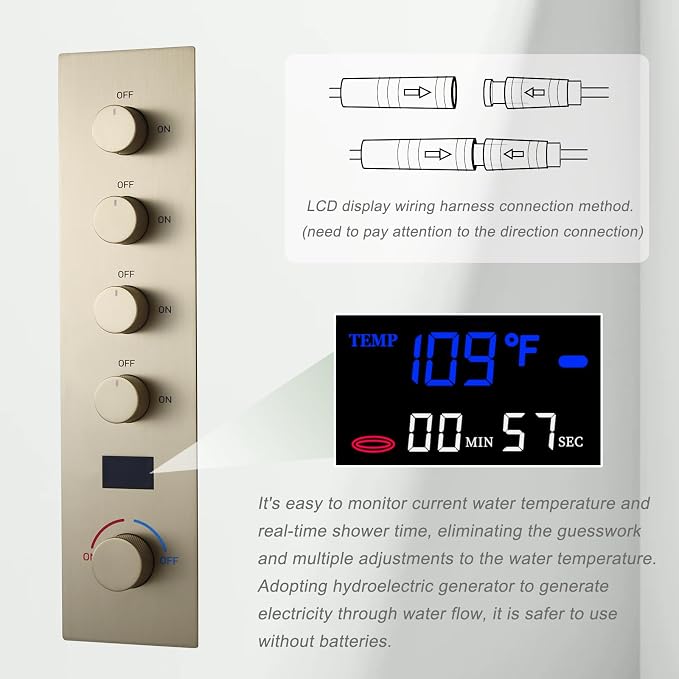 Brushed Gold Digital Display Shower System - Image 3