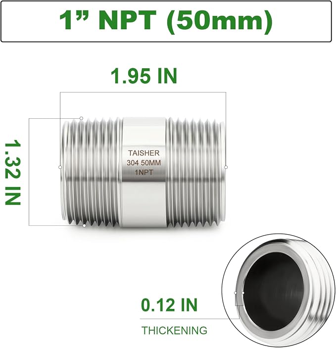 TAISHER 2PCS Stainless Steel Pipe Fittings - Image 2