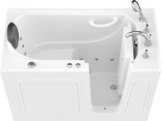 ANZZI Walk-In Bathtub Whirlpool 26" x 53" Acrylic White Right Drain 15 Jets - Image 10