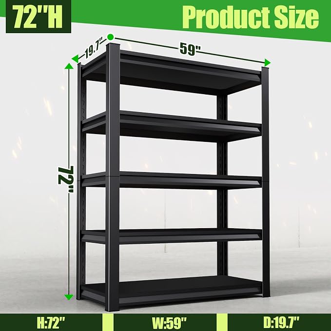 Garage Shelving, Heavy Duty Garage Storage Shelves, Metal Shelving Unit - Image 3