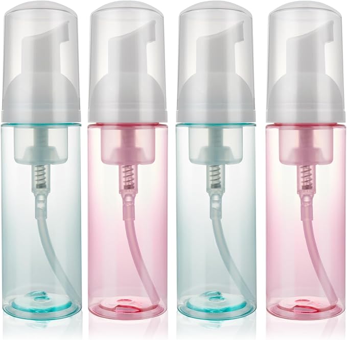 4 Pack Foam Pump Bottle Travel 2 oz/60 ml Small Size Mousse Foam Soap Dispenser by Unknown