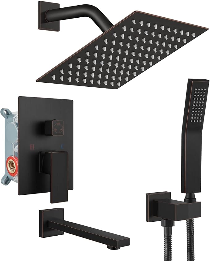 gotonovo Shower System with Tub Spout Wall Mounted Rain Shower Head and Handle by HOME