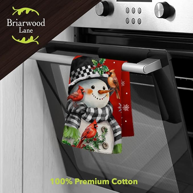 Briarwood Lane Snowman with Cardinals Cotton Hand Towel - Image 2
