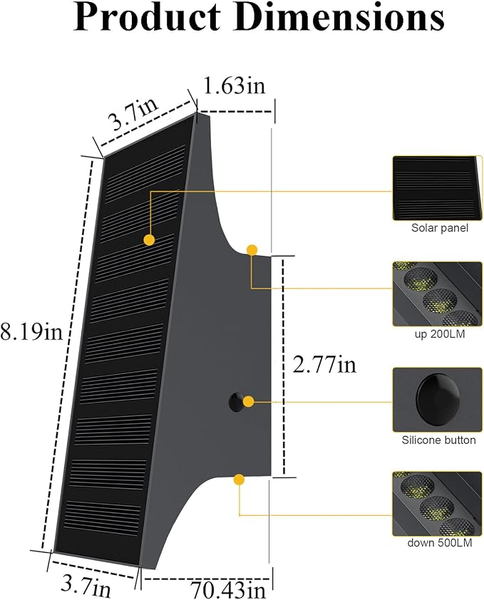 Solar Sconce Lights Outdoor, Dimmable Solar Wall Lights Up and Down, 3000K - Image 3