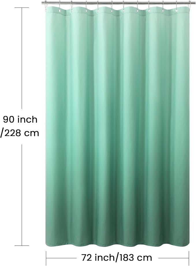 90 Inch Fabric Shower Curtain, Extra Long Green Ombre Cloth Shower Curtains - Image 6
