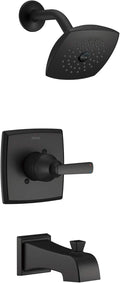 Delta Ashlyn 14 Series Bathtub and Shower Faucet Set, Matte Black Shower Head by DeltaFaucet