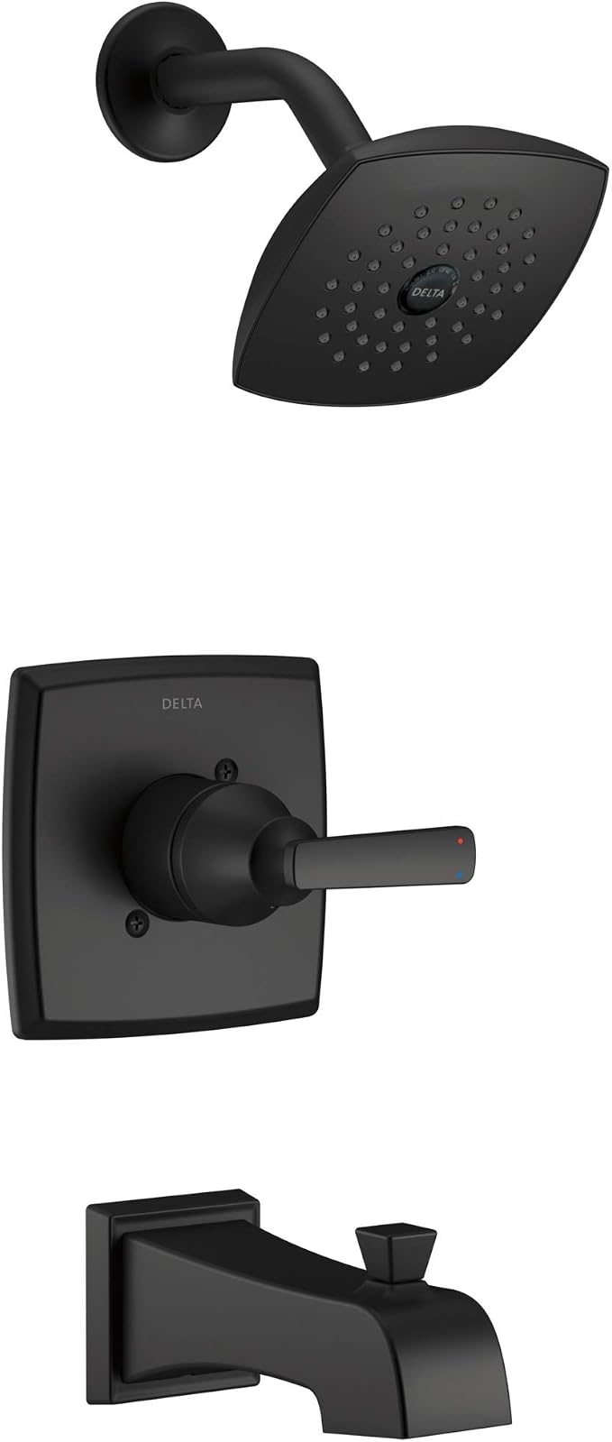 Delta Ashlyn 14 Series Bathtub and Shower Faucet Set, Matte Black Shower Head by DeltaFaucet