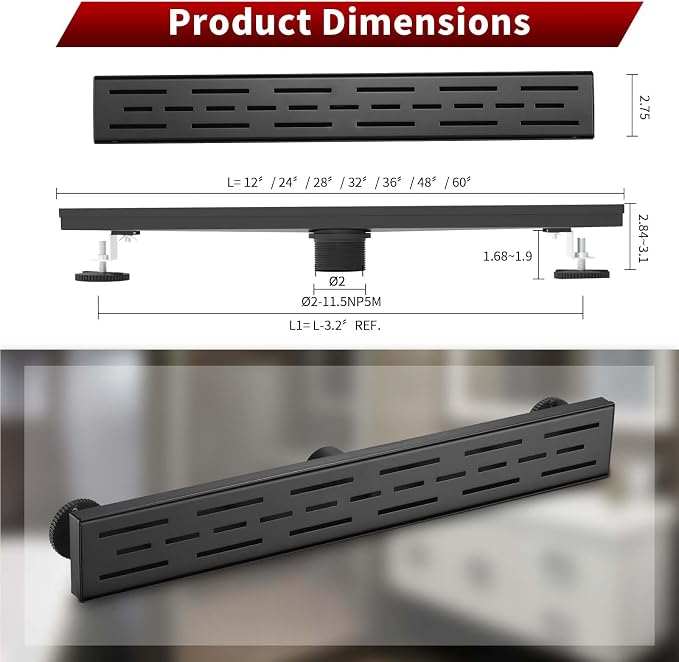 Sharp-tec Linear Shower Drain, 28 inch Shower Drain - Image 6
