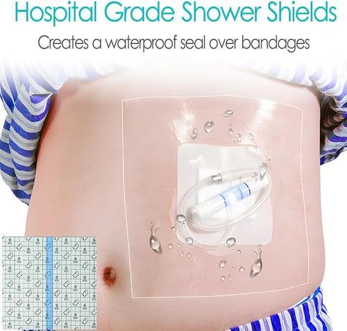 12" x 12" Shower Shields Wound Cover, Large Waterproof Bandages - Image 2