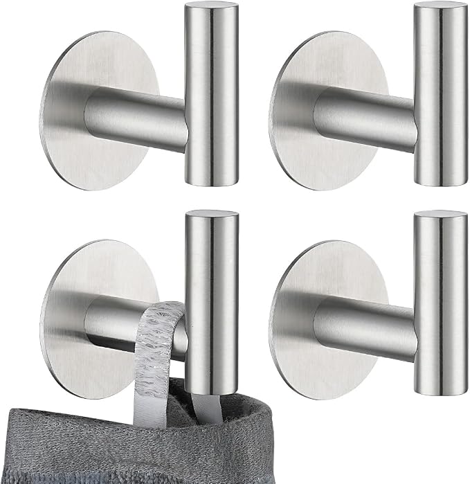 JQK Self Adhesive Towel Hook Brushed, No Drill Stick on Coat Robe Clothes Wall by Homeimprovement