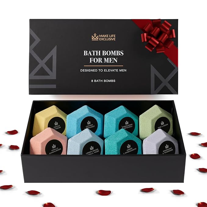Bath Bombs for Men, Diamond Shape, Gifts for Men, 8 Large 5oz Bombs, 100% - Image 6