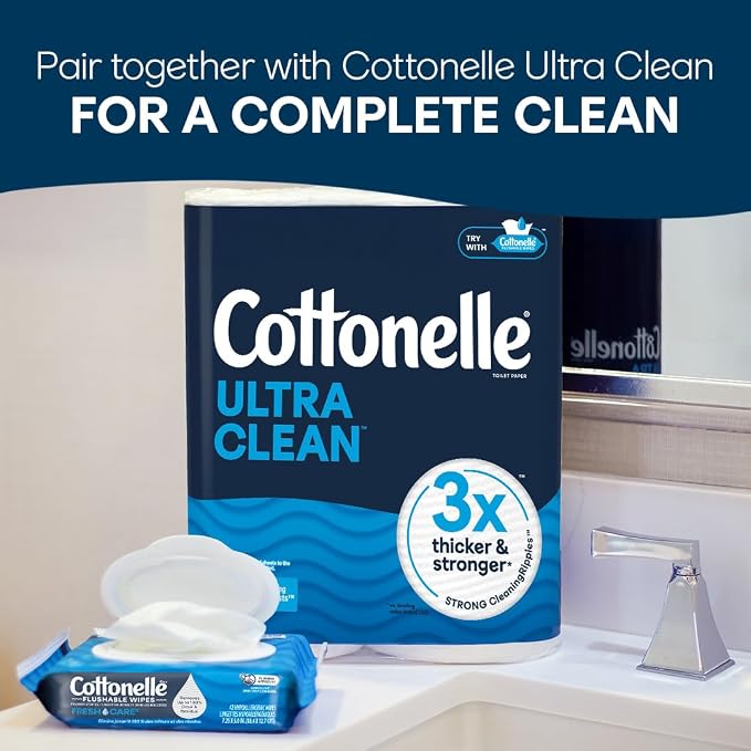 Cottonelle XL Flushable Wet Wipes, Adult Wipes Large, 8 Flip-Top Packs - Image 7