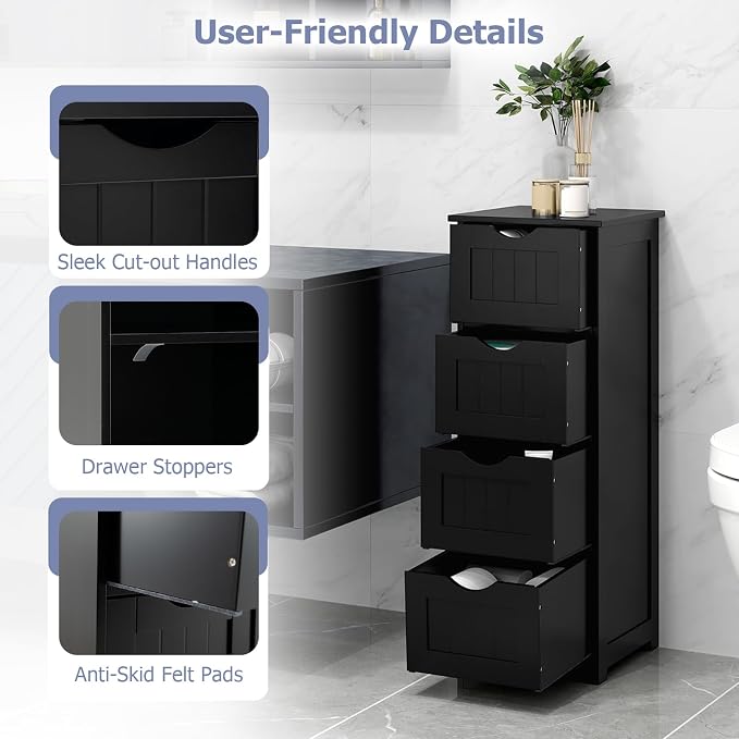 Tangkula Bathroom Floor Cabinet, Freestanding Narrow Side Storage Organizer - Image 7