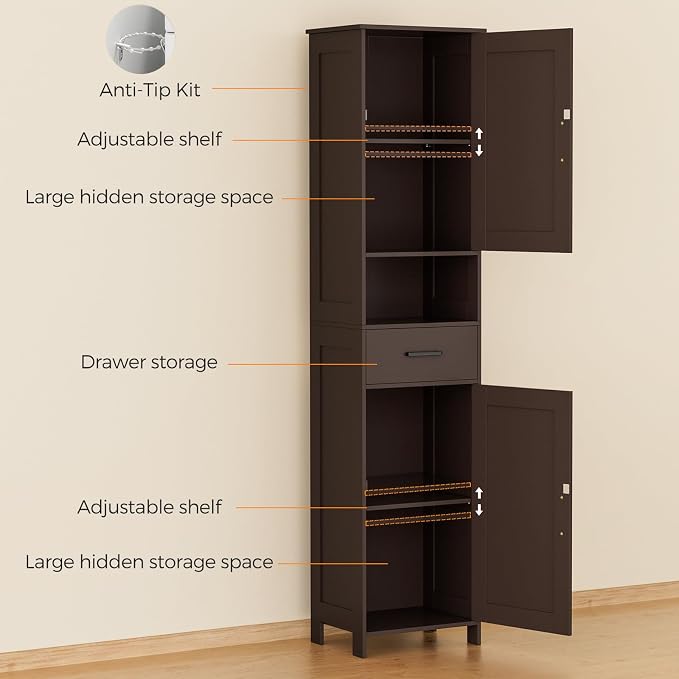 Homhedy 67" H Tall Bathroom Storage Cabinet - Image 4