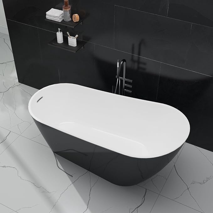 67 in Acrylic Freestanding Bathtub, Contemporary Stand Alone Tub, - Image 2