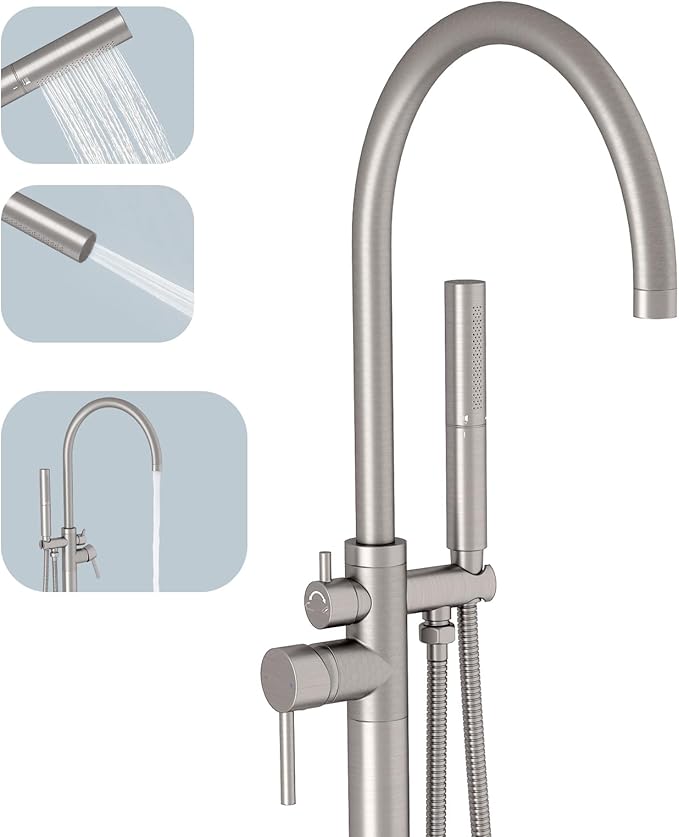 BESy Freestanding Bathtub Faucet Tub Filler Free Standing Floor Mount Stand by BESy