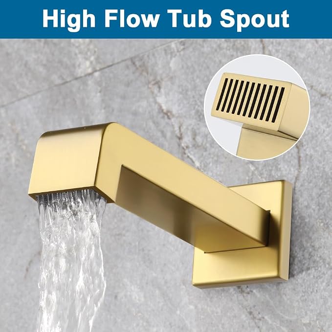 POP SANITARYWARE Shower Tub Faucet Set Brushed Gold Bathroom Rain Shower System - Image 5