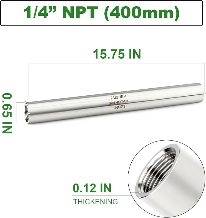 TAISHER 1PCS Stainless Steel Pipe Fittings, 1/4" NPT Female x 1/4" NPT Female - Image 2