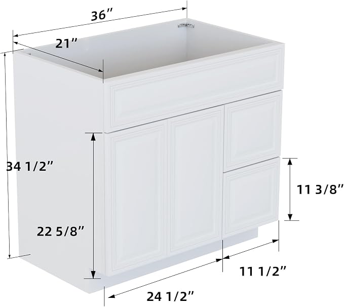 KitchenMan Bathroom Vanity 36 Inch Unassembled Sink Cabinet - Image 3