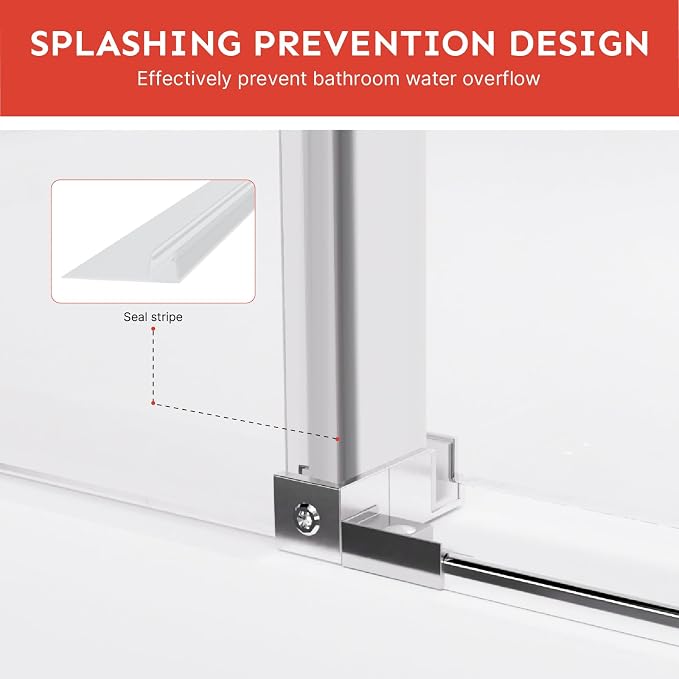 58-60" Wx74 H Frameless Single Sliding Shower Door, 5/16" Tempered - Image 7