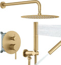 BESy Shower System with 10 Inch Round Rain Shower Head and Handheld Wall Mounted by BESy