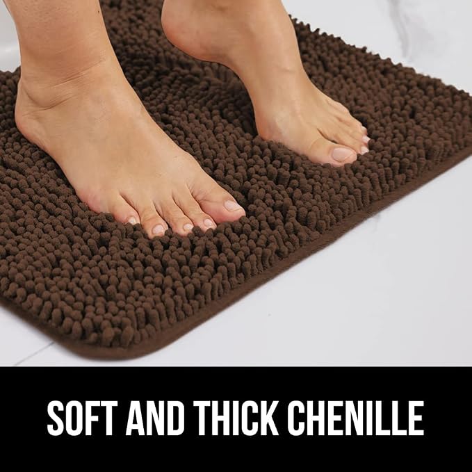 GORILLA GRIP Bath Rug Mat 48x17, Thick Soft Absorbent Chenille, Quick Dry - Image 3