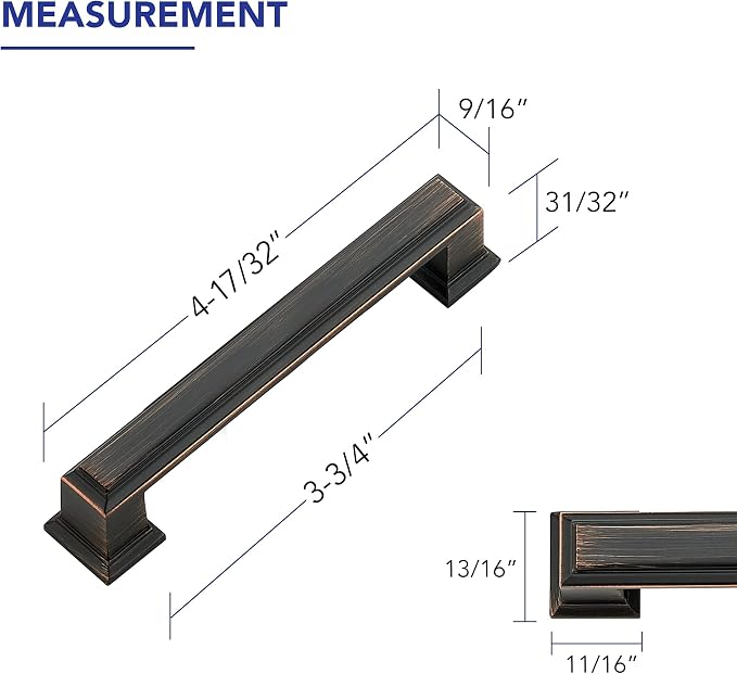 Ravinte Hardware 15 Pack Oil Rubbed Bronze Cabinet Pulls, 3-3/4 Inch Hole - Image 2