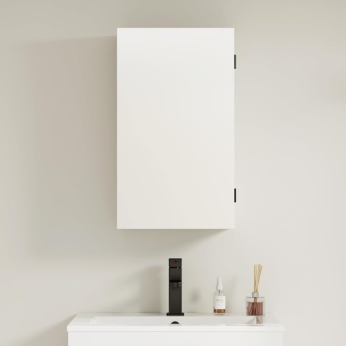 eclife 24" Bathroom Medicine Cabinet W/Mirror, Single Door Bathroom White Wall - Image 3