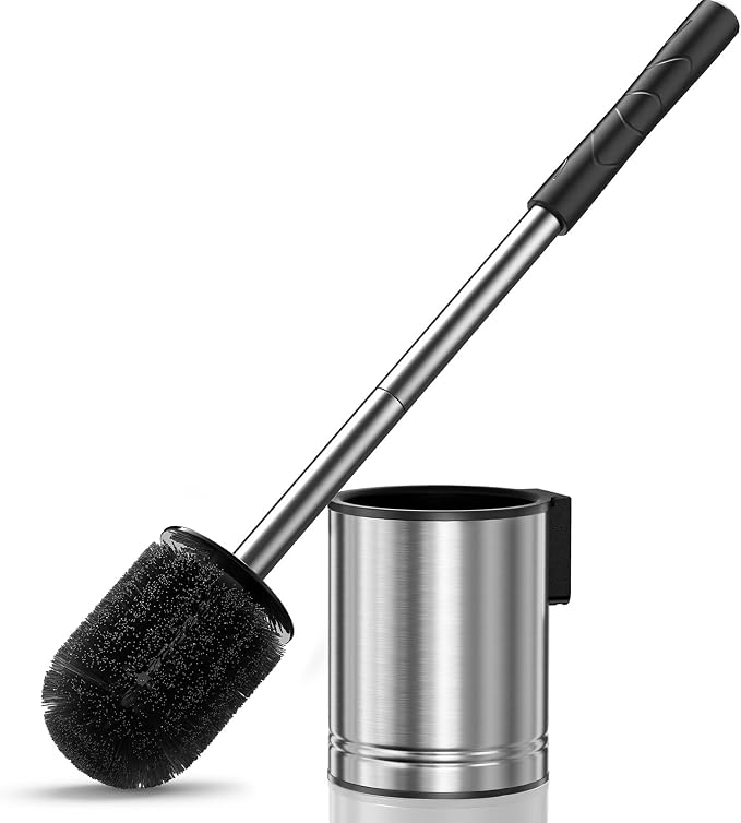 HAMITOR Toilet Bowl Brush Set: Stainless Steel Rustproof Bathroom Cleaning by HAMITOR