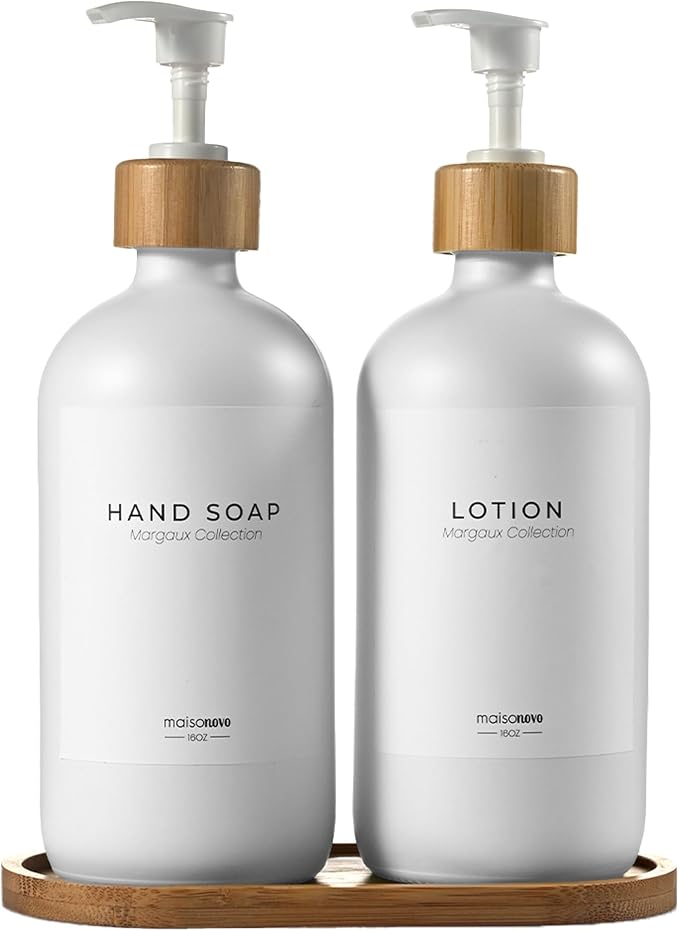 MaisoNovo Glass Soap Dispenser Bathroom Set | Hand Soap and Dish Soap Dispenser by MaisoNovo-TheArtofSustainableLiving