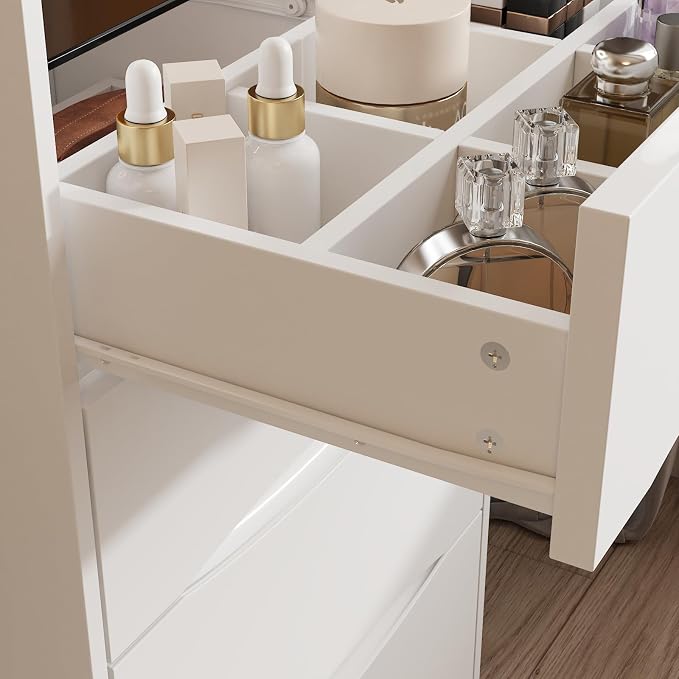 FUFU&GAGA Vanity Desk with Flip Top Mirror and Lights, Small Makeup Vanity Set - Image 6