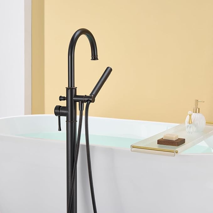 Free Standing Tub Faucet Oil Rubbed Bronze Freestanding Bathtub Faucet Floor - Image 8