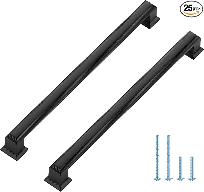 Ravinte Hardware 25 Pack Matte Black Cabinet Pulls, 8 Inch Hole Center Zinc by RavinteHardware