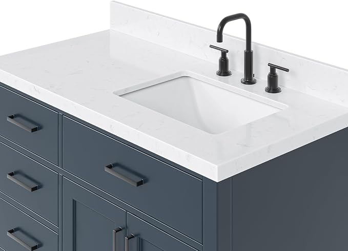 ARIEL Hepburn 42 Inch Single Sink Bathroom Vanity in Midnight Blue, 1.5" Edge - Image 5