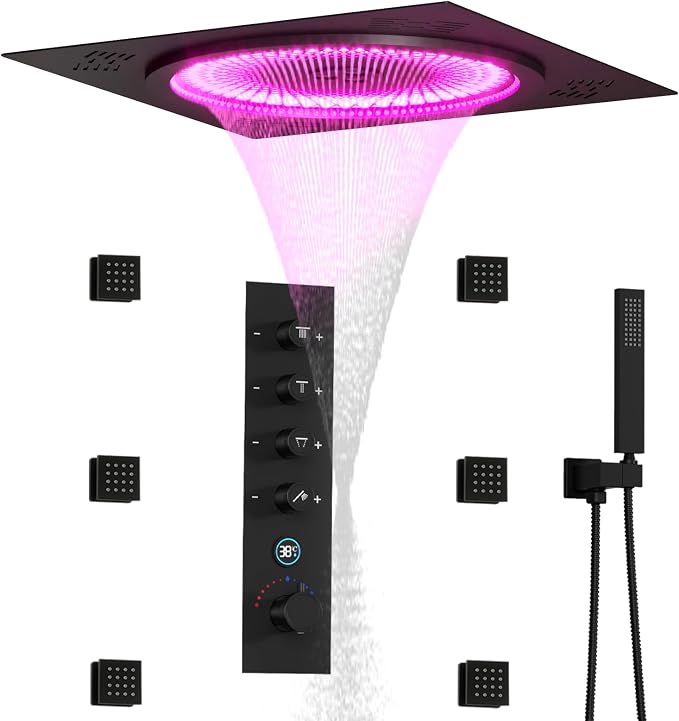 20 Inch Ceiling LED Square Music Rain Shower Head by DisixinDi