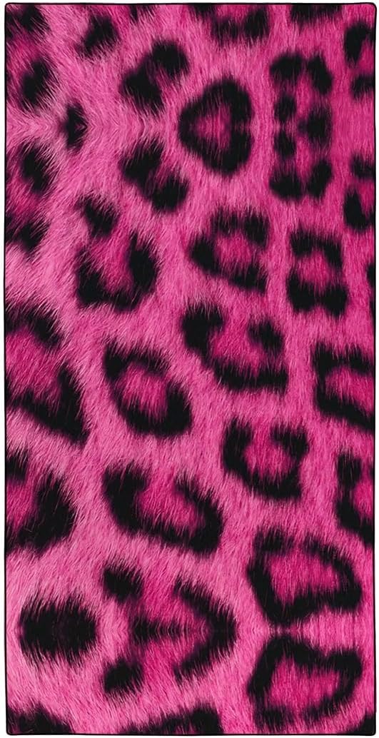 Pink Leopard Print Love Beach Towel 36"x72" Quick-Dry Sand-Free Soft Microfiber by Rstick