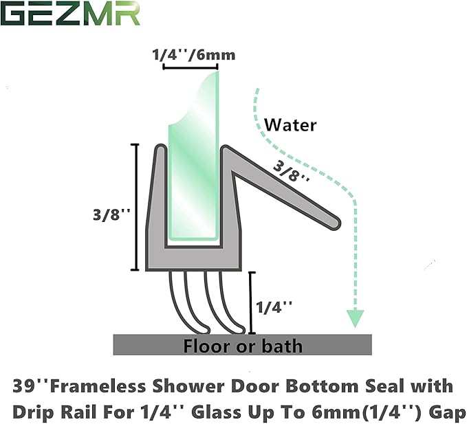 2-Pack Ultra Clear Shower Door Bottom Seal Frameless Glass Shower Door Seal - Image 2