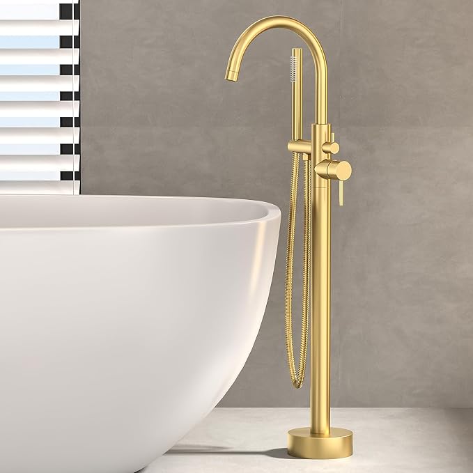 Freestanding Bathtub FaucetFloor Mount Bathtub Filler Shower Mixer Faucet - Image 8