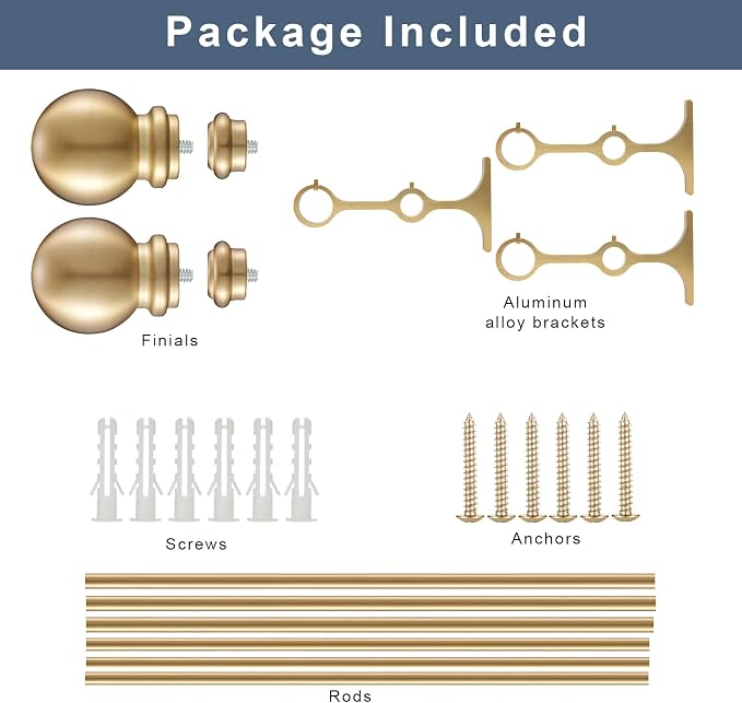 Double Curtain Rod, Adjustable 1 inch Double Drapery Rod Rods - Image 6