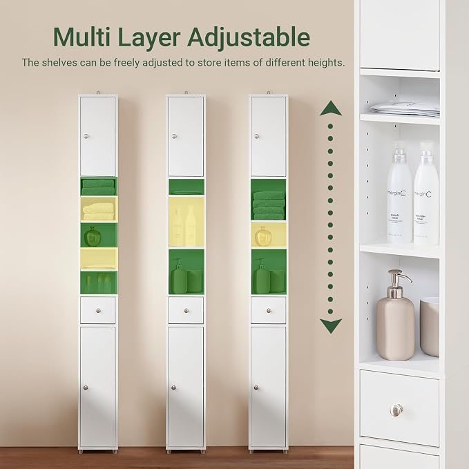 SoBuy Bathroom Narrow Storage Cabinet, Skinny Tall Unit - Image 3