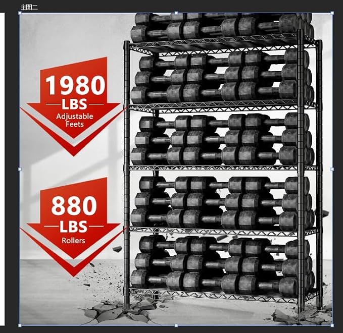 REIBII Storage Shelves Load 1980LBS, 5 Tier Metal Shelving Unit - Image 4
