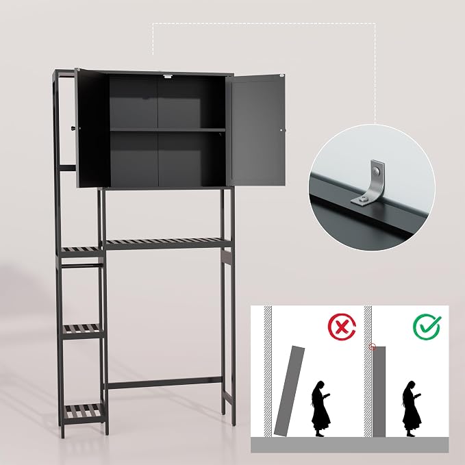 Bamboo Over The Toilet Storage, Above Toilet Organizer Storage Shelf Stand - Image 7