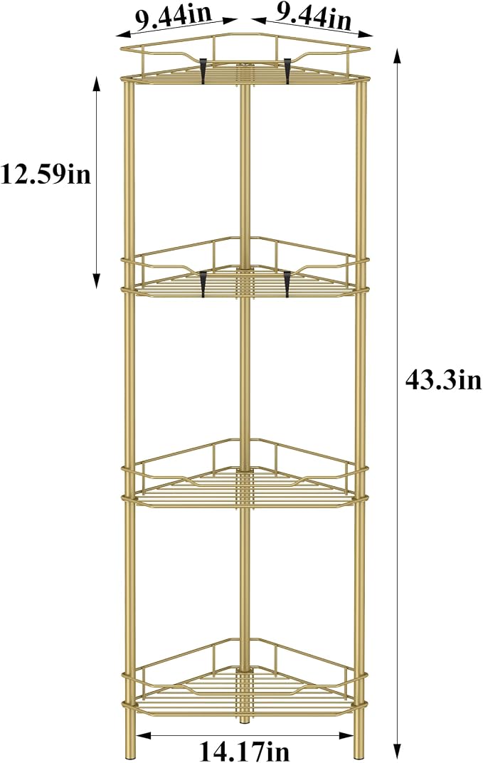 4 Tier Floor Standing Corner Shower Caddy Organizer Shelf - Image 7