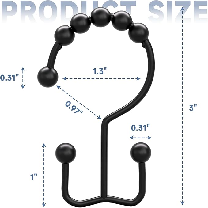 Titanker Shower Curtain Hooks Rings, Rust Resistant Metal Double Glide Shower - Image 7