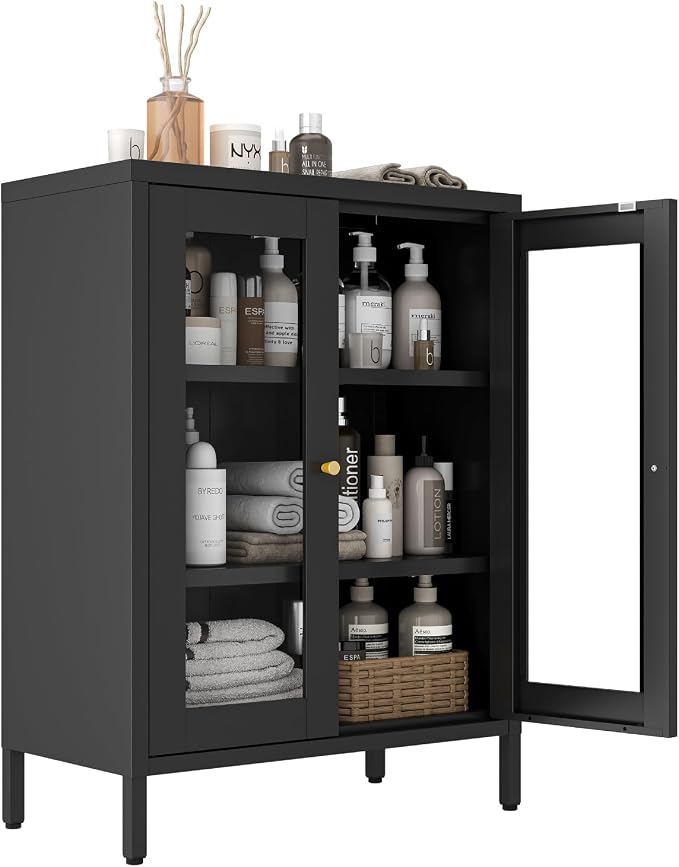 Metal Bathroom Cabinet, Small Floor Storage Cabinet, Freestanding Sideboard by Unknown