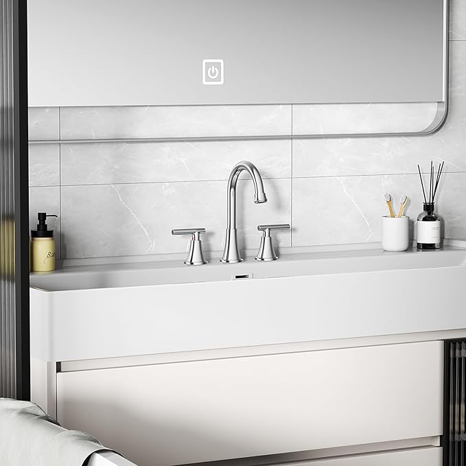 Bathroom Faucets for Sink 3 Hole, Hurran Chrome Bathroom Sink Faucet - Image 6