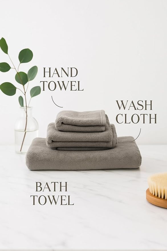 3-Piece Towel Set – 100% Cotton Bath Towel, Hand Towel & Washcloth – Soft - Image 2